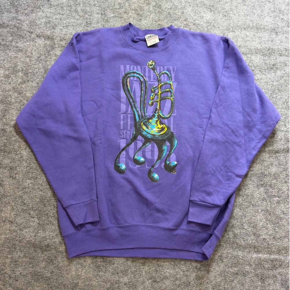 Vintage 90s Monterey Jazz Festival Oneita Purple Sweatshirt Mens XL Made In USA